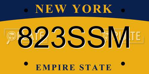 823SSM New York License Plate