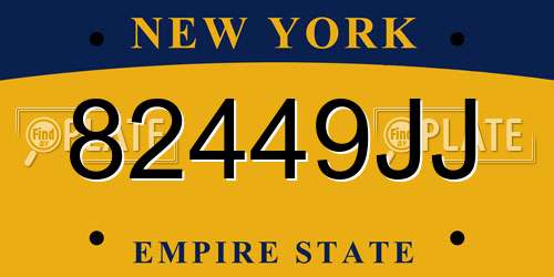 82449JJ New York License Plate