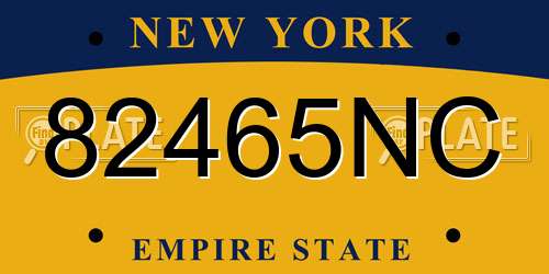 82465NC New York License Plate
