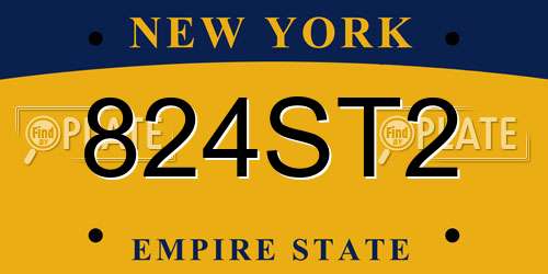 824ST2 New York License Plate