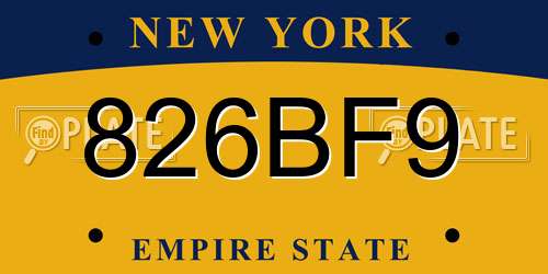 826BF9 New York License Plate