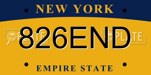 826END New York License Plate