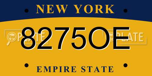 8275OE New York License Plate