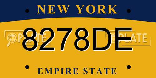 8278DE New York License Plate