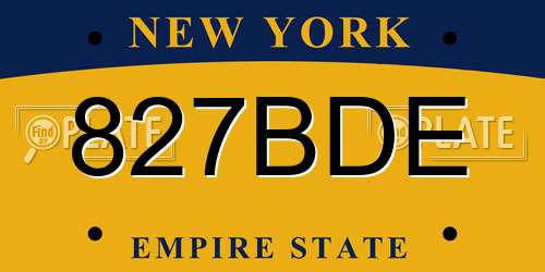 827BDE New York License Plate