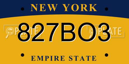 827BO3 New York License Plate