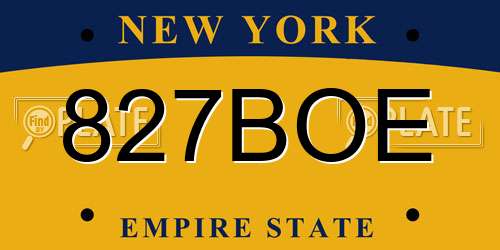827BOE New York License Plate