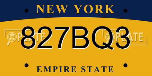 827BQ3 New York License Plate