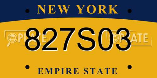 827S03 New York License Plate