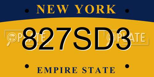 827SD3 New York License Plate