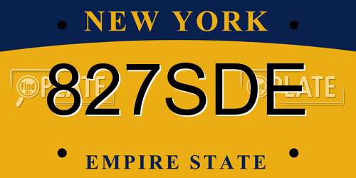 827SDE New York License Plate