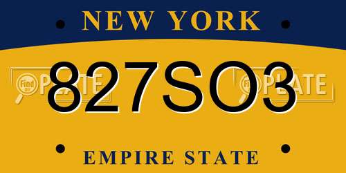 827SO3 New York License Plate