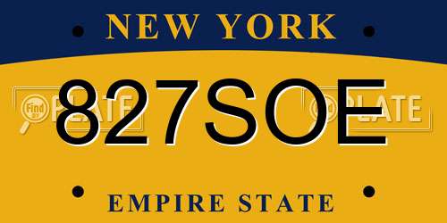 827SOE New York License Plate