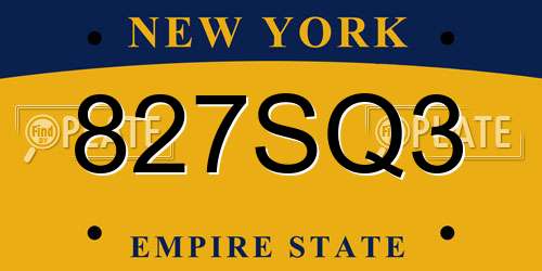 827SQ3 New York License Plate