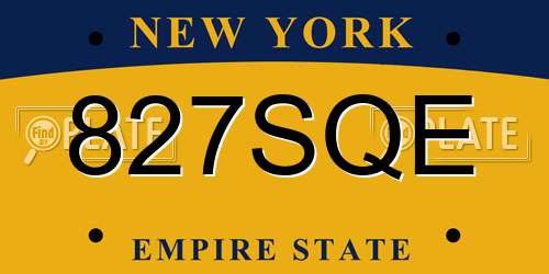 827SQE New York License Plate