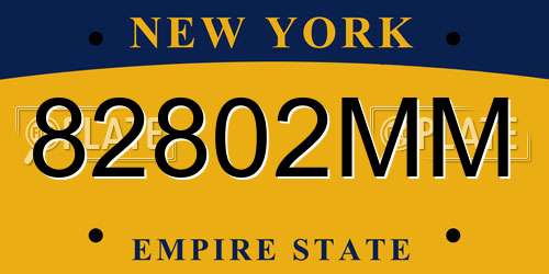 82802MM New York License Plate