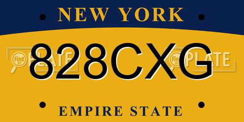 828CXG New York License Plate