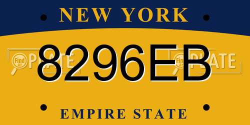 8296EB New York License Plate