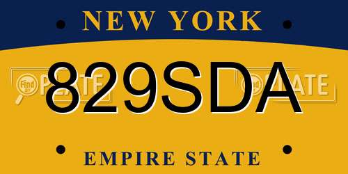 829SDA New York License Plate