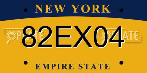82EX04 New York License Plate
