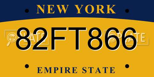 82FT866 New York License Plate