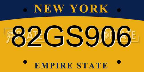 82GS906 New York License Plate