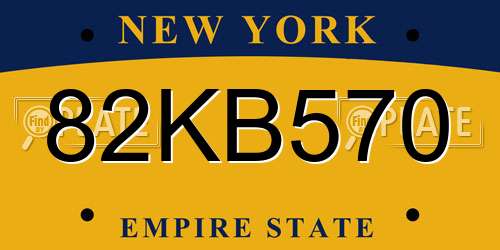 82KB570 New York License Plate
