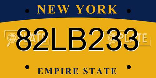 82LB233 New York License Plate