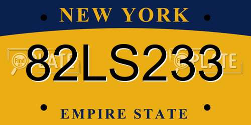 82LS233 New York License Plate