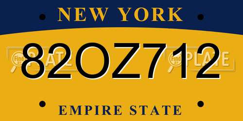 82OZ712 New York License Plate