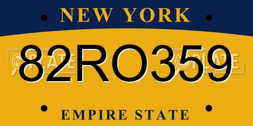 82RO359 New York License Plate