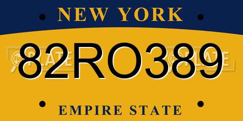 82RO389 New York License Plate