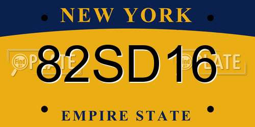 82SD16 New York License Plate
