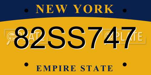82SS747 New York License Plate