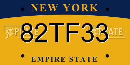 82TF33 New York License Plate