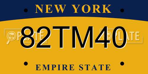 82TM40 New York License Plate