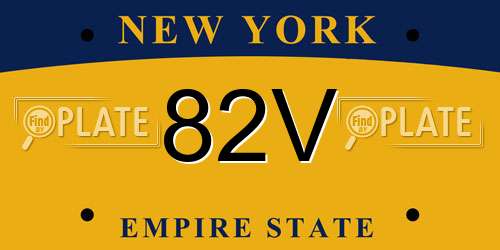 82V New York License Plate