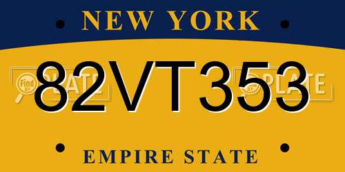 82VT353 New York License Plate