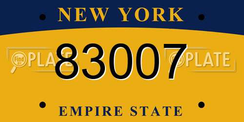 83007 New York License Plate