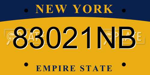 83021NB New York License Plate
