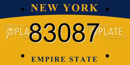 83087 New York License Plate