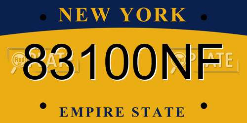 83100NF New York License Plate