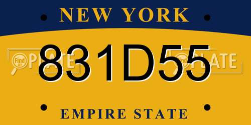 831D55 New York License Plate