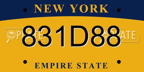 831D88 New York License Plate
