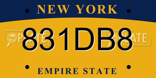 831DB8 New York License Plate