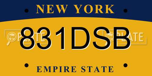 831DSB New York License Plate
