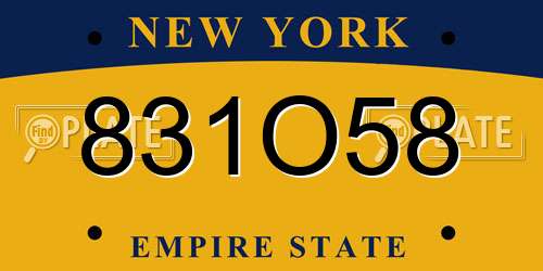 831O58 New York License Plate