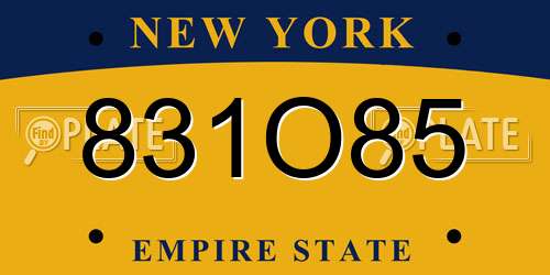 831O85 New York License Plate