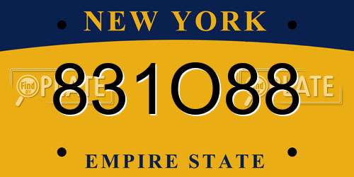 831O88 New York License Plate