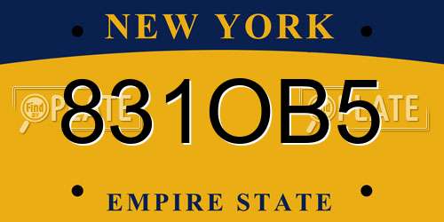 831OB5 New York License Plate